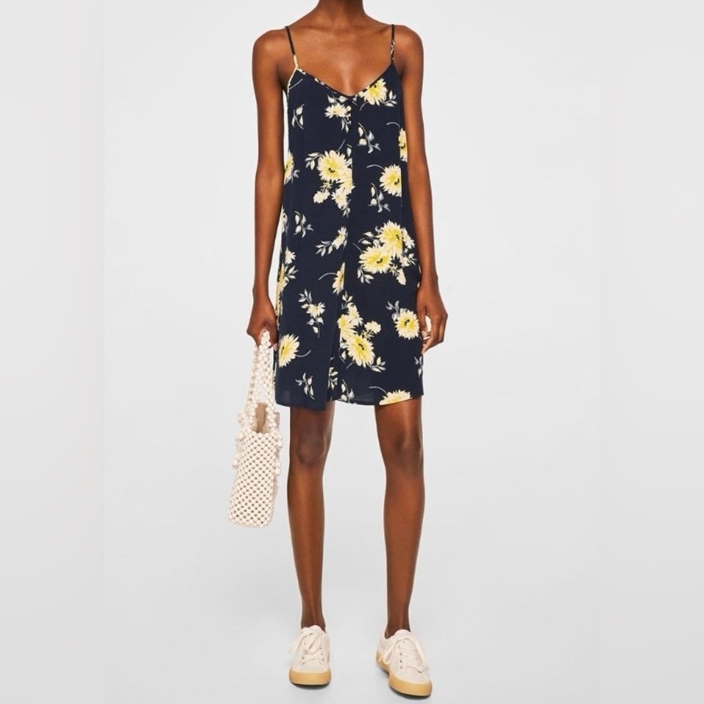 MANGO Floral Spaghetti Strap Dress